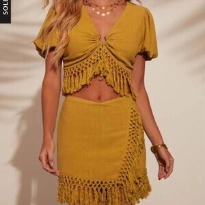 Madrid Tango Fringe Short Sleeve Crop Top/RARE FIND